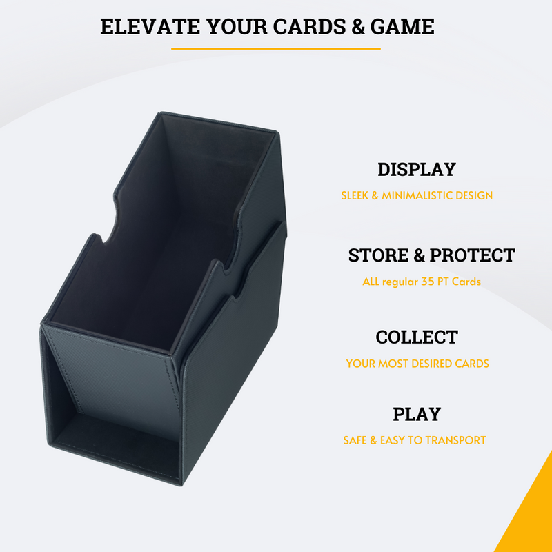 Card Guardian - Toploader Bundle | Deck Box with 100 Toploaders & Penny Sleeves with a Cleaning Cloth (Black)