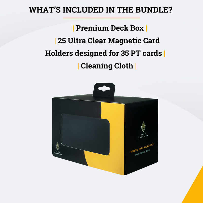 Card Guardian - Magnetic Card Holder Bundle | Premium Deck Box with 25 Magnetic Card Holders & Cleaning Cloth