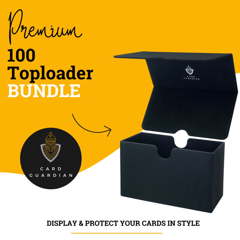 Card Guardian - Toploader Bundle | Deck Box with 100 Toploaders & Penny Sleeves with a Cleaning Cloth (Black)