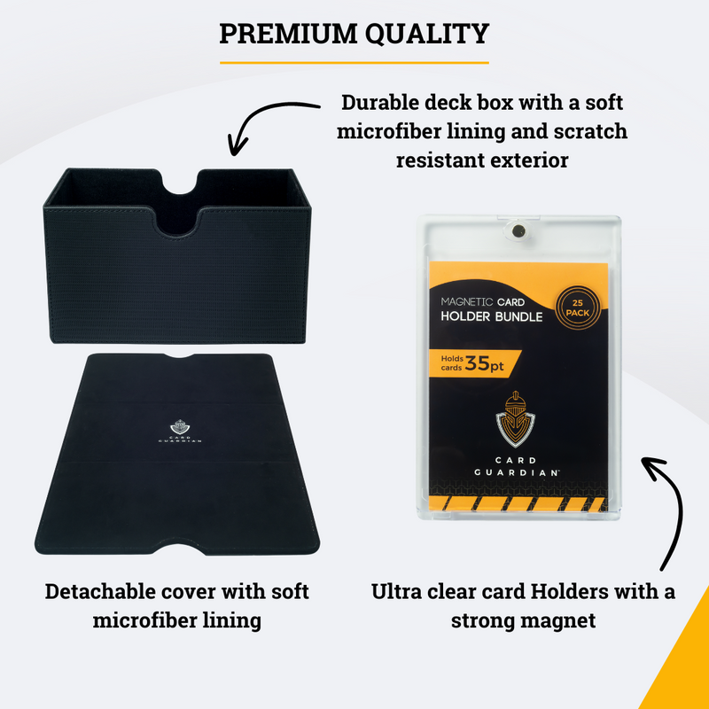 Card Guardian - Magnetic Card Holder Bundle | Premium Deck Box with 25 Magnetic Card Holders & Cleaning Cloth