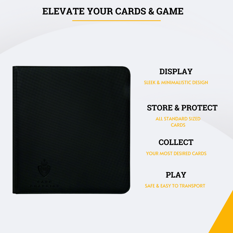 PRO SAFE 480-Card Zippered Binder Album - 12-Pocket Black PU Leather PRO SAFE 480-Card Zippered Binder Album - 12-Pocket Black PU Leather