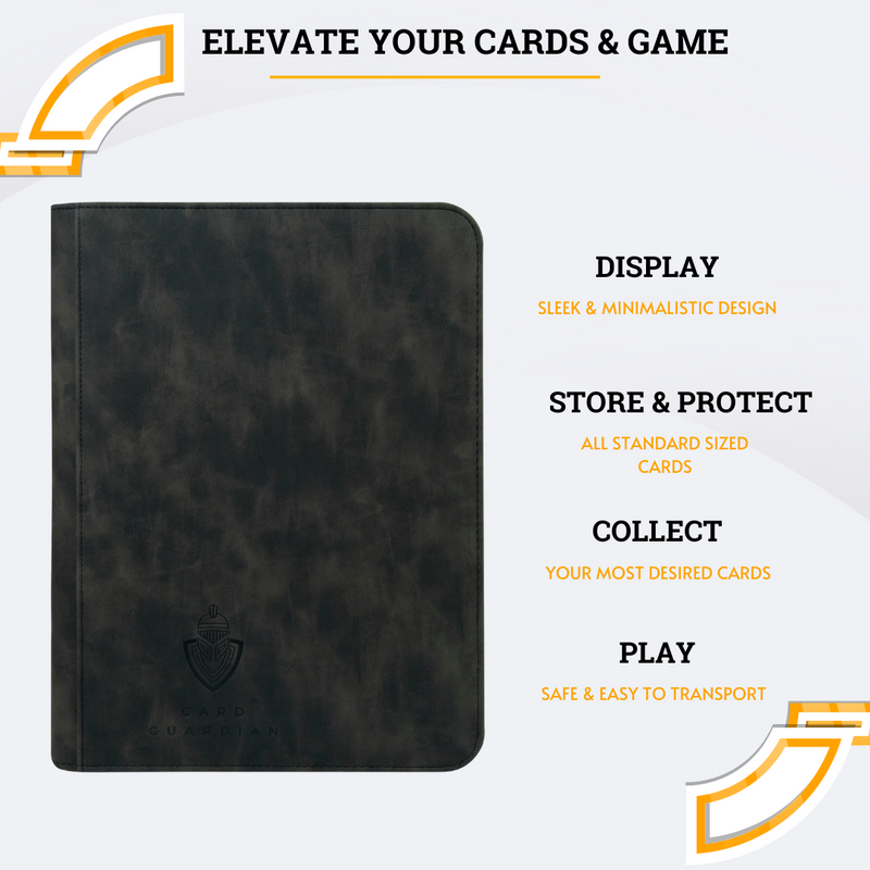 card guardian binder Card Guardian 12 Pocket Premium Binder With Zipper For 480 Cards Side Loading Pockets For Trading Card Games TCG (Black)