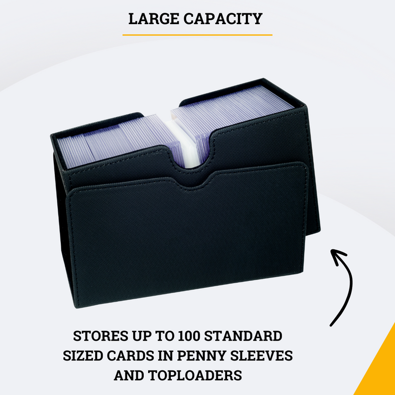 Card Guardian - Toploader Bundle | Deck Box with 100 Toploaders & Penny Sleeves with a Cleaning Cloth (Black)