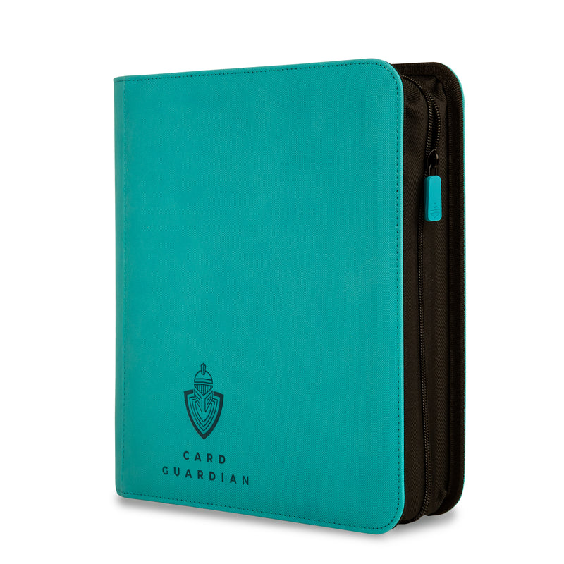 zipper binder for trading cards Card Guardian - 4 Pocket Premium Binder for 160 Cards (Teal) | Zipper Closure and Side Loaded Pockets